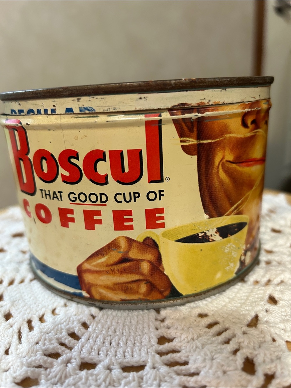 Vintage Boscul Coffee Tin - Yellow Accent
